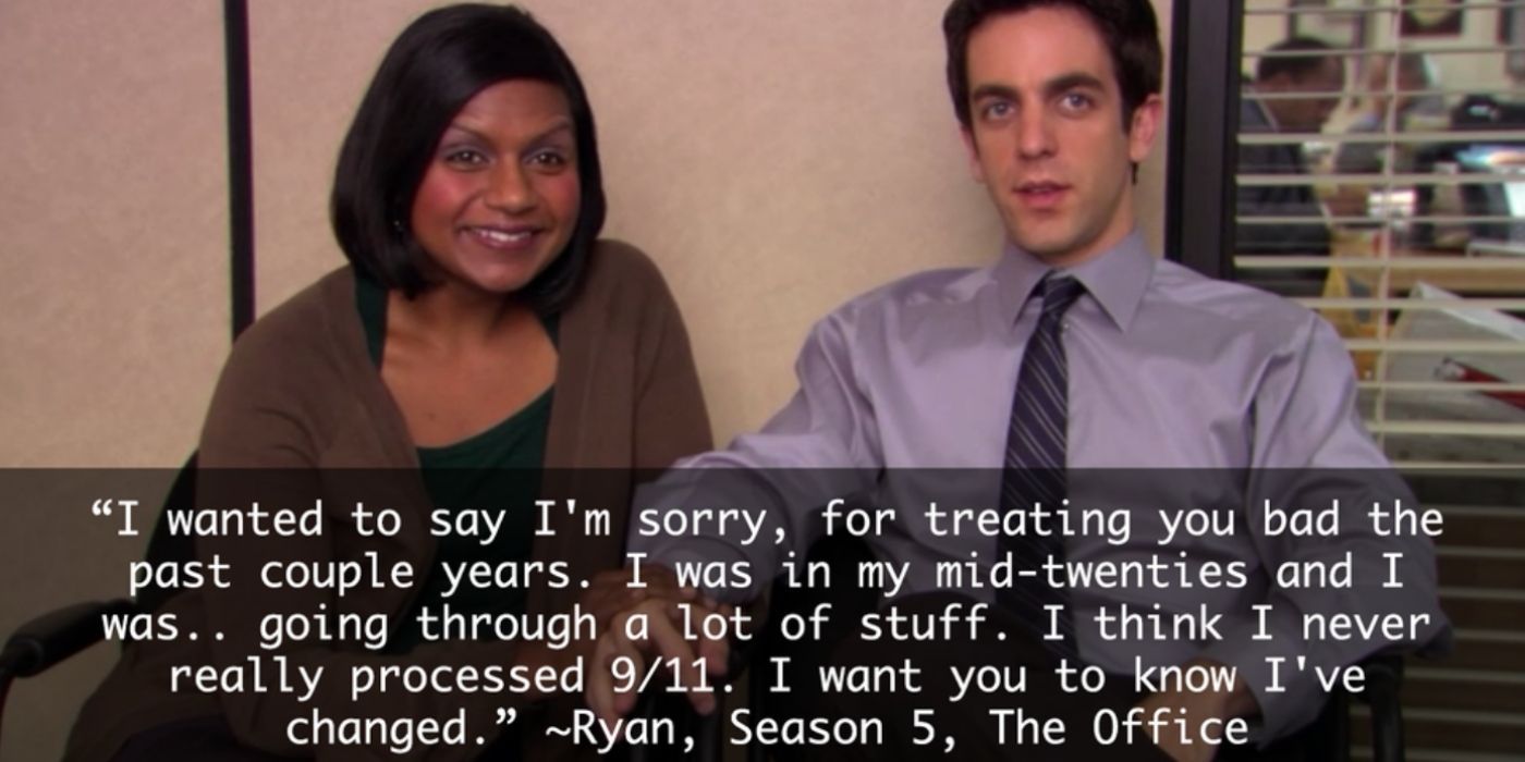 Kelly and Ryan in a talking head on The Office