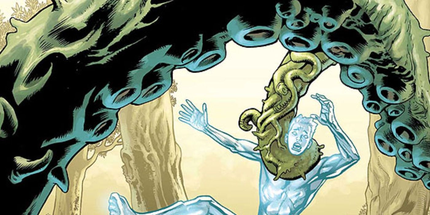 Krakoa snatches Iceman in Marvel Comics.
