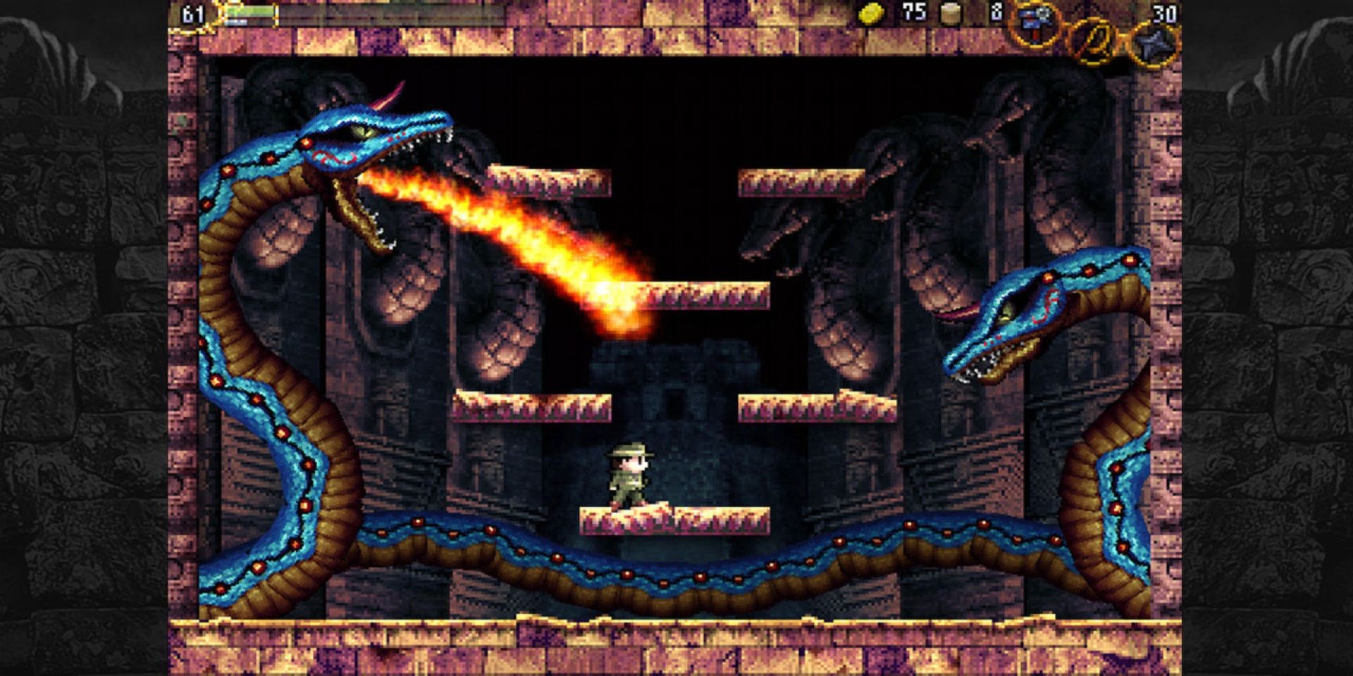A screenshot of the platform video game La-Mulana.