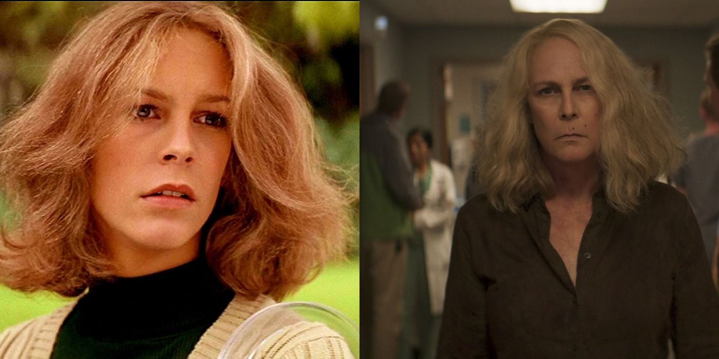 A young Laurie is unassuming in 1978, while in 2018 she hunts down evil