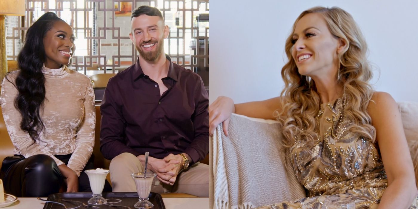 Split image of Lauren and Cameron and Jessica in the Love Is Blind: After The Altar reunion special