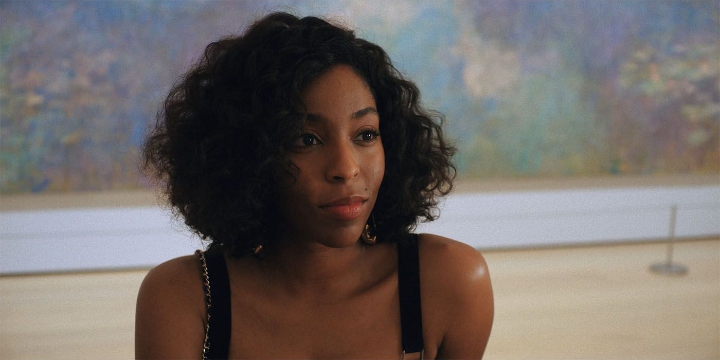 Jessica Williams as Mia looking serious in Love Life