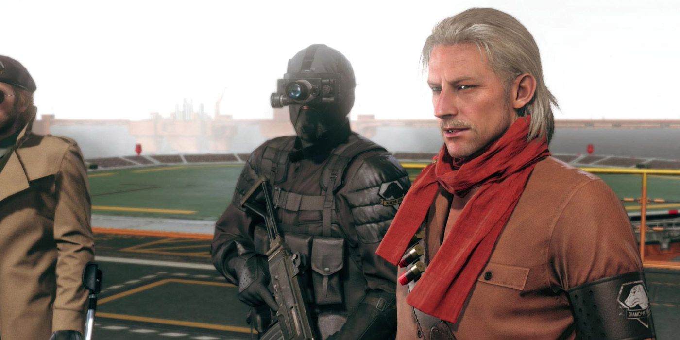 Ocelot standing with a soldier in Metal Gear Solid V