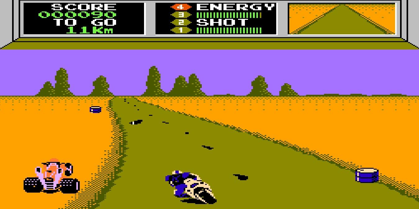 Screenshot from the Nintendo video game Mach Rider