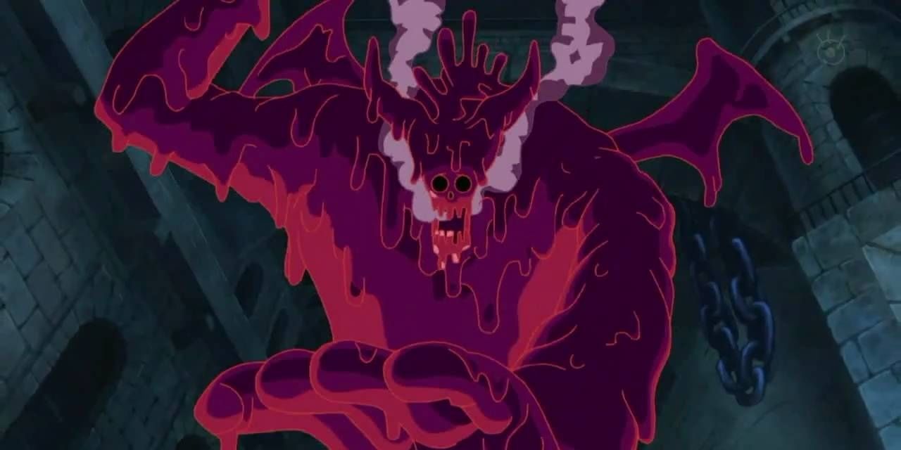 Magellan Uses Hells Judgement in one piece and takes the form of a deep red poison monster