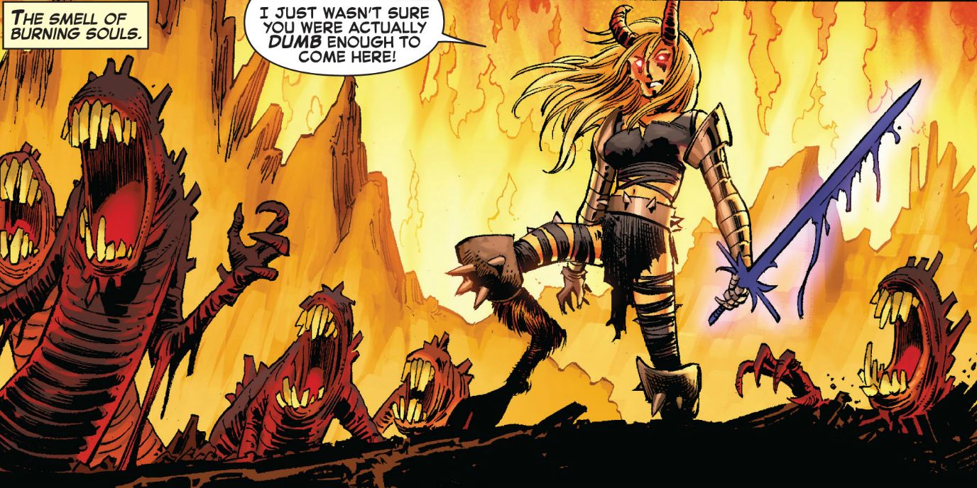 Magik in her Darkchilde persona in Limbo