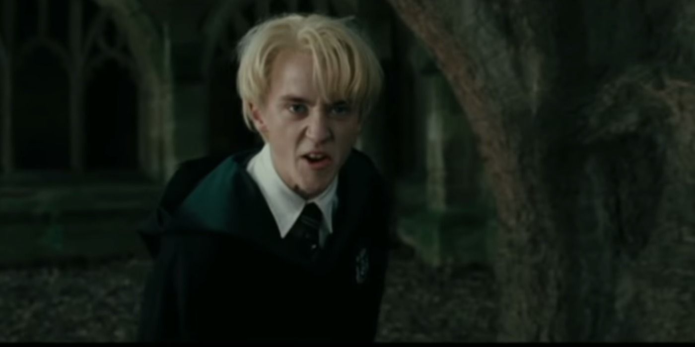 Malfoy threatens Mad-Eye after getting turned into a ferrett in The Goblet of Fire