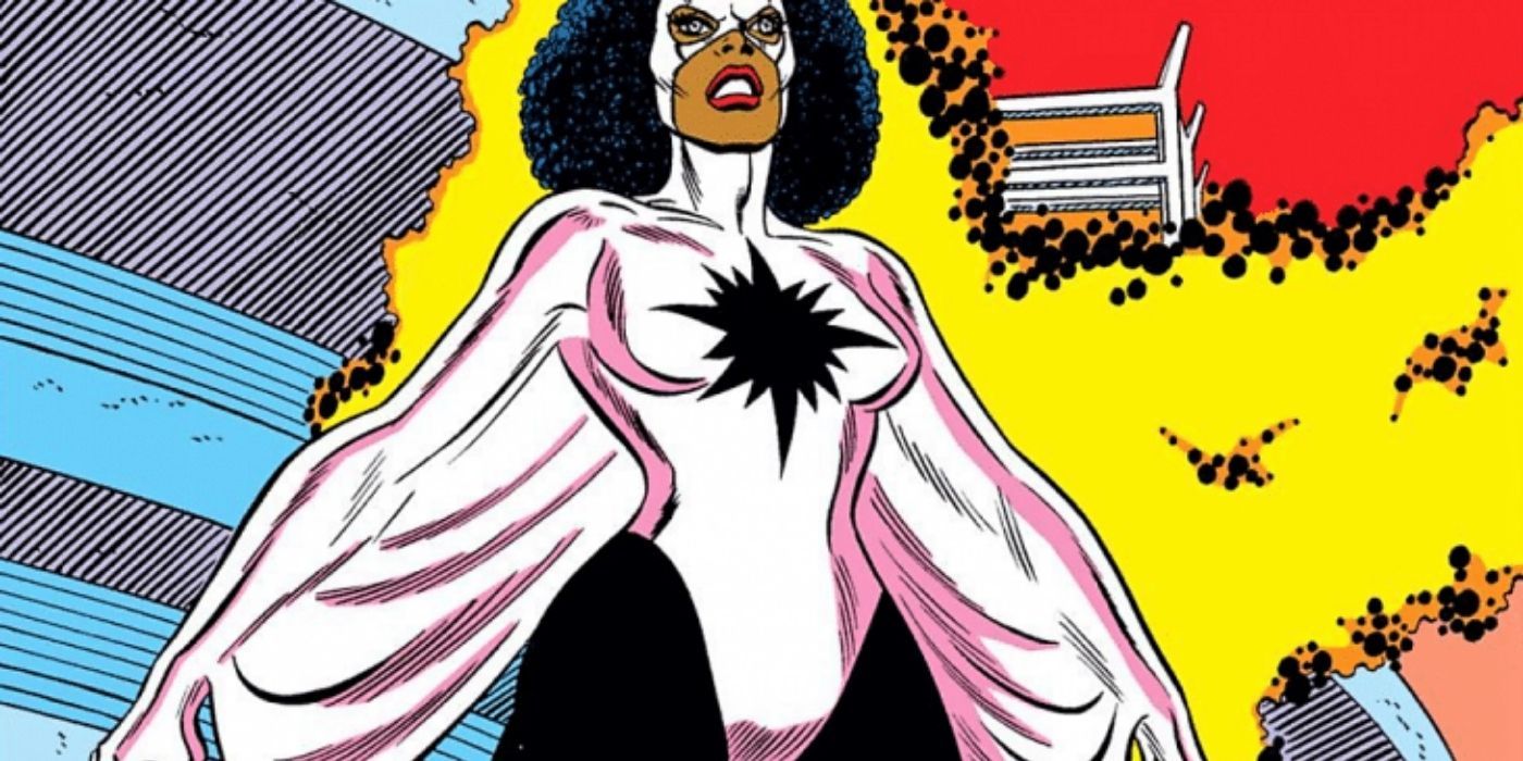 Monica Rambeau as Captain Marvel emits a yellow energy shield in Marvel Comics.