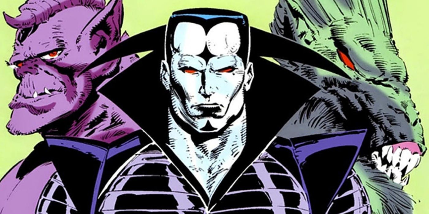 The demons S'ym and N'astirh and Mister Sinister in Marvel Comics