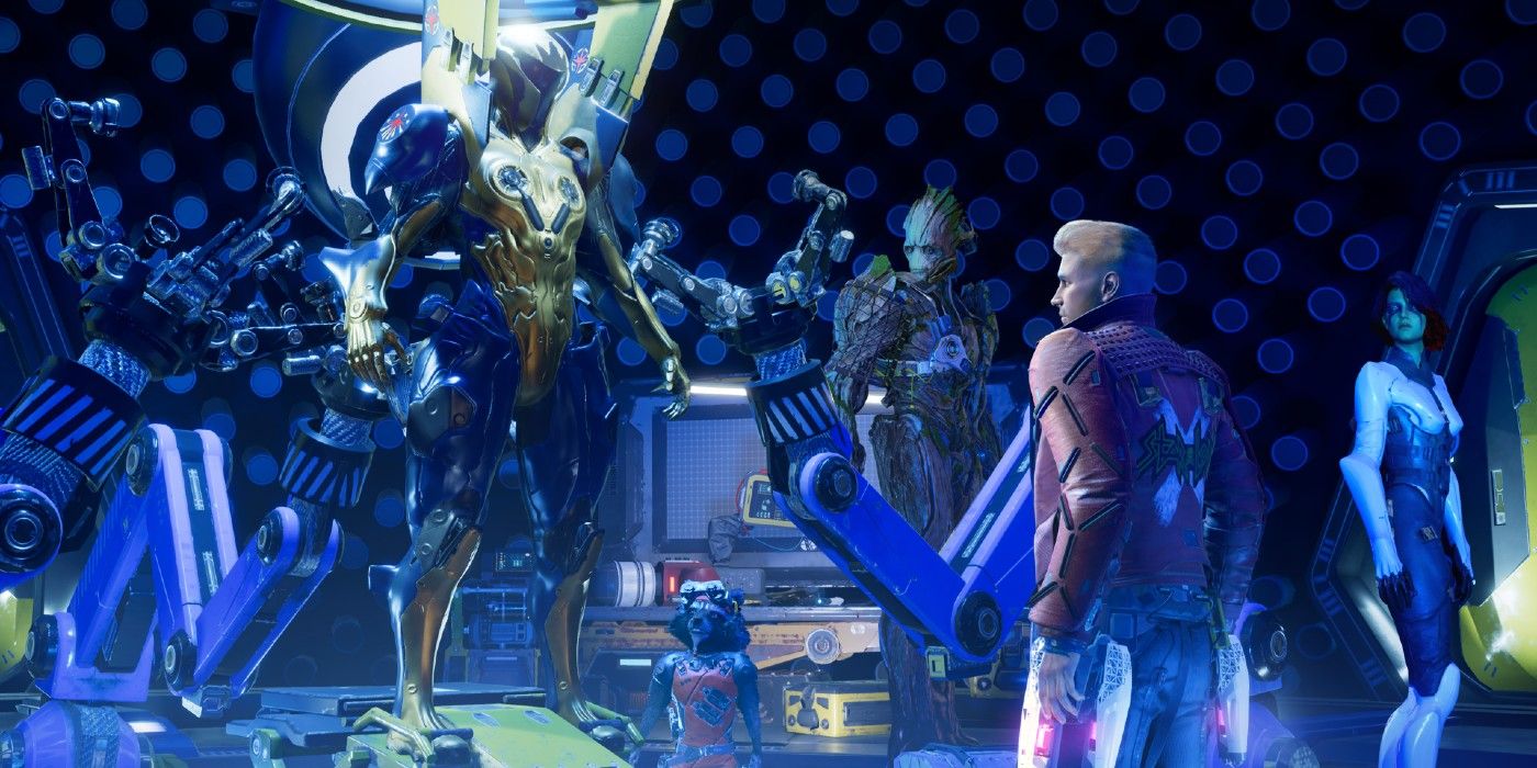 The Guardians face Nova in Marvel's Guardians Of The Galaxy