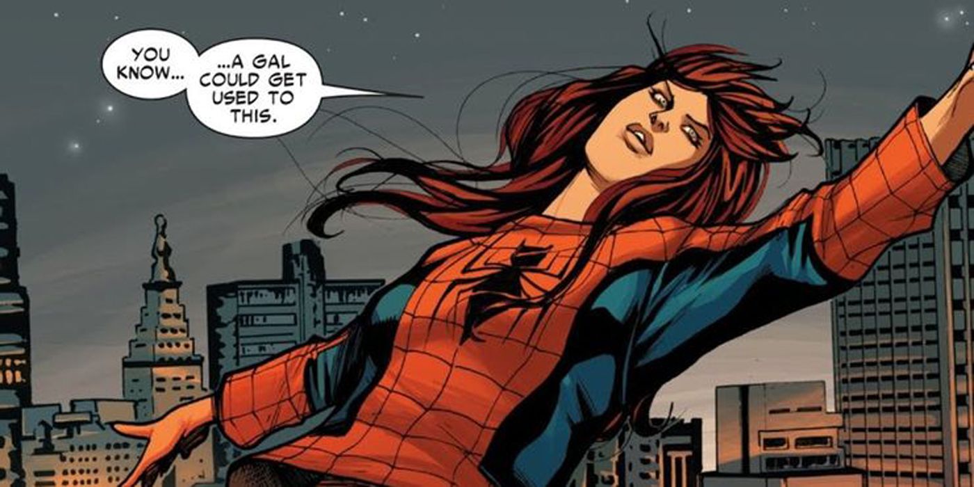 Mary Jane with powers in Spider-Island comic books.