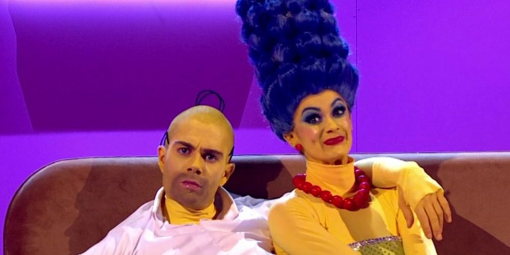 Max George and Dianne Buswell as Homer and Marge Simpson during their Simpsons routine on Strictly