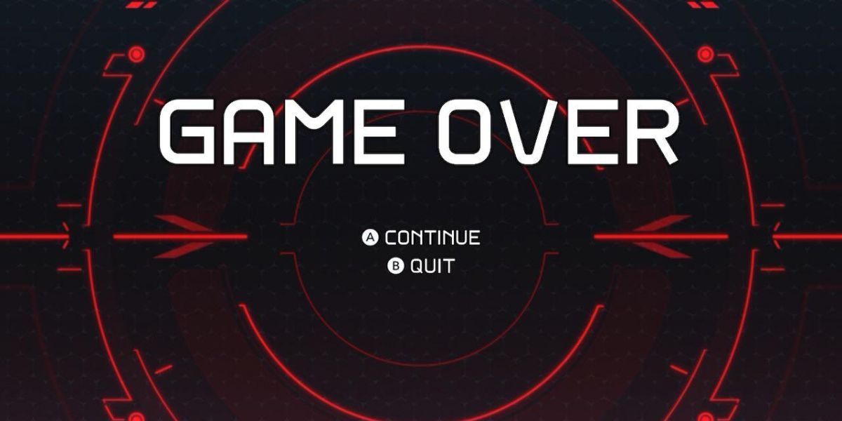 Metroid Dread's game over screen.
