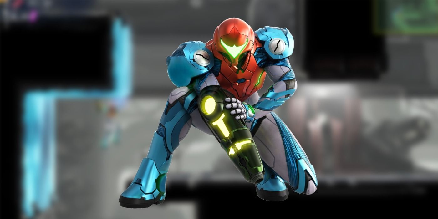 Metroid Dread Samus Pose Blurred Background