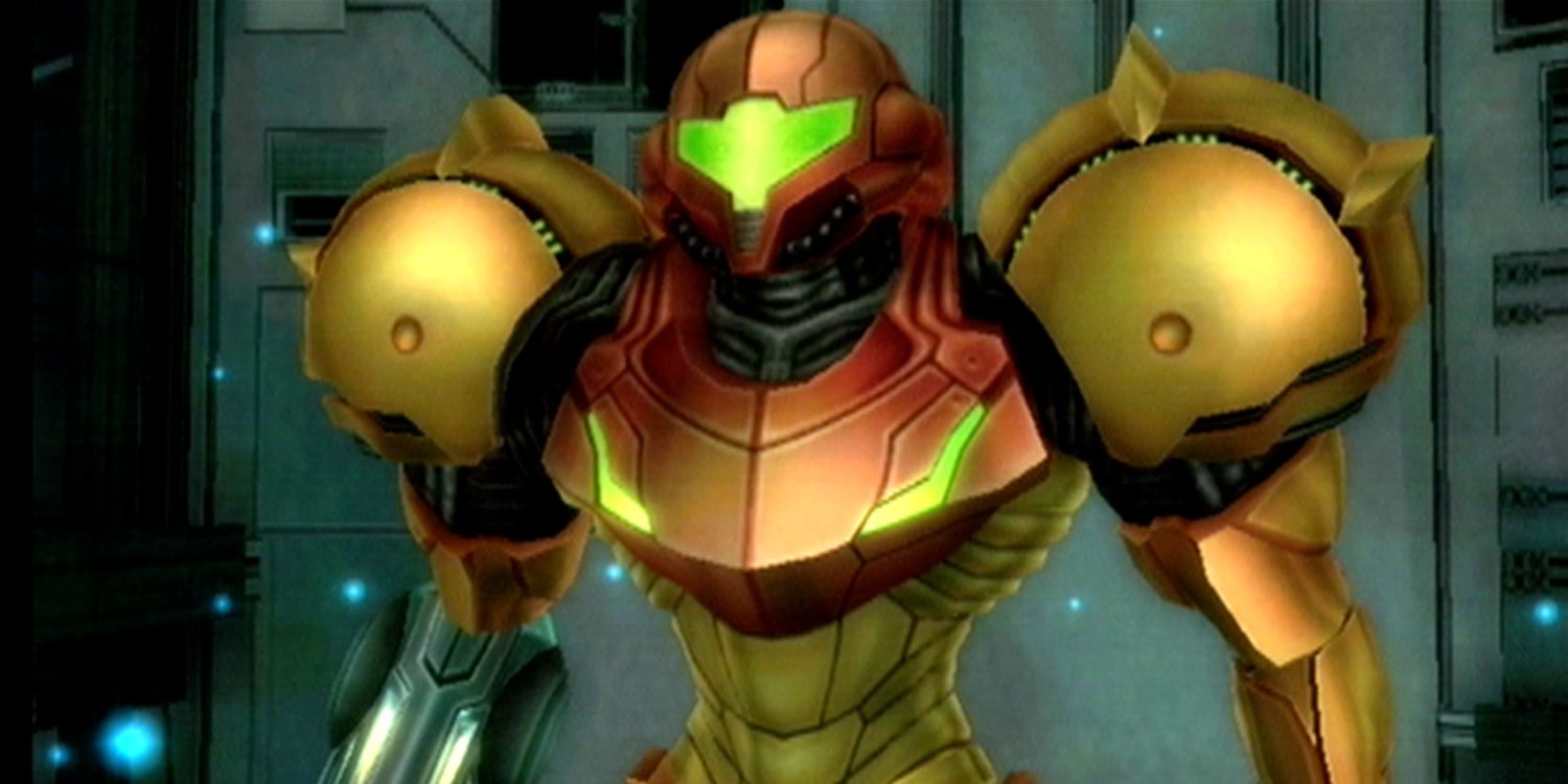 Samus Aran in full armor in Metroid Prime