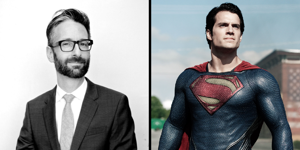 Costume designer Michael Wilkinson and Superman in Man of Steel