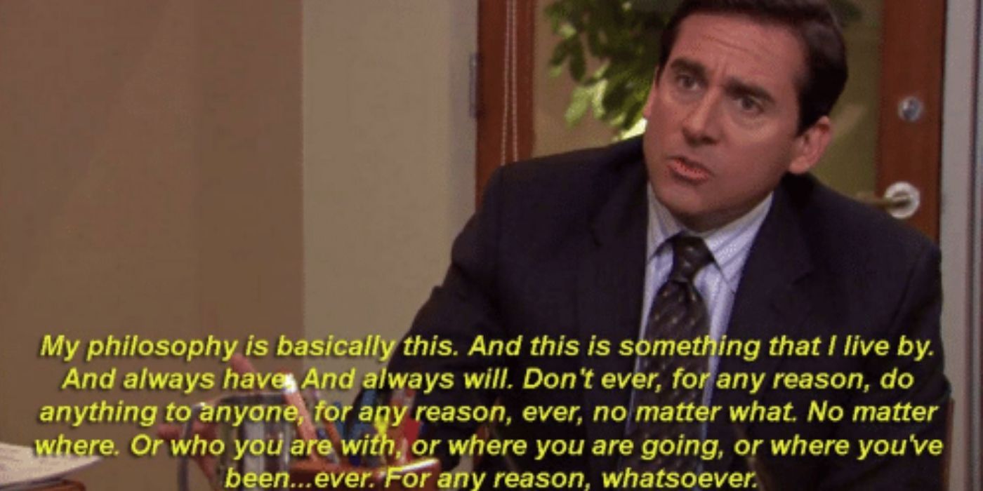 Michael gives his life's philosophy to David in an episode of The Office