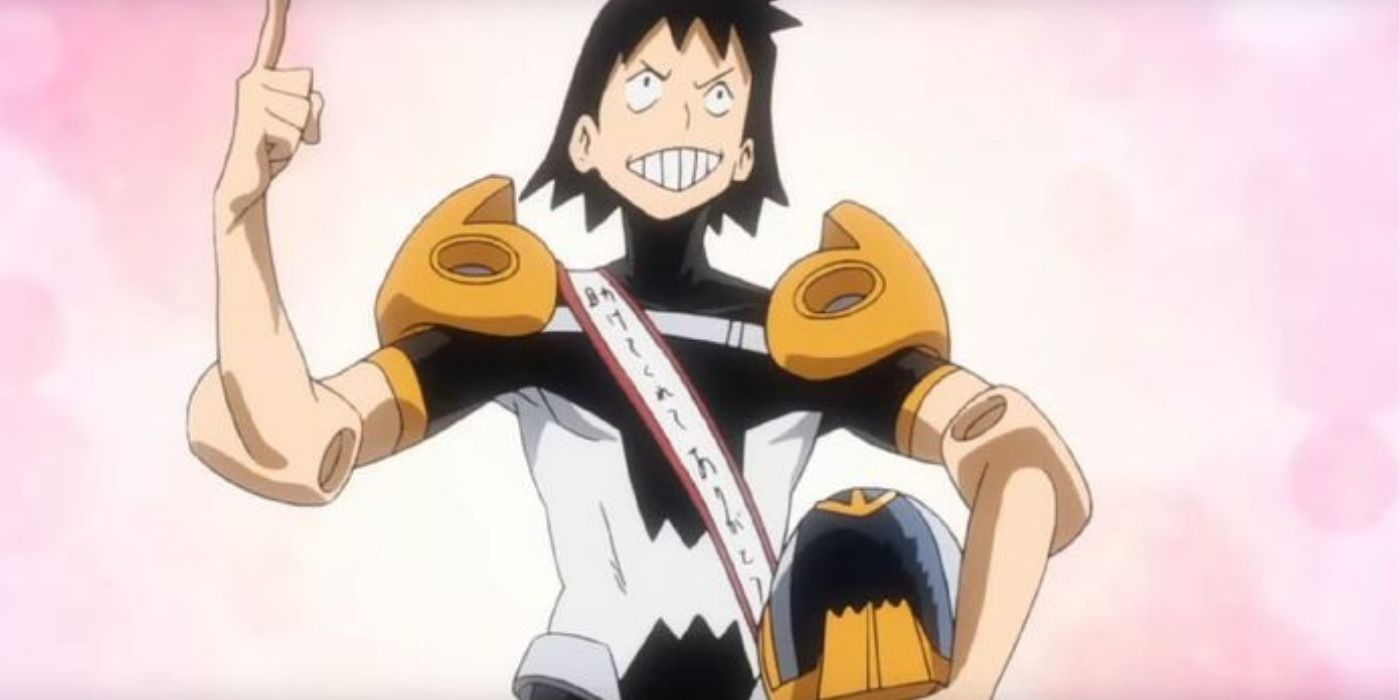 Hanta Sero smiling and pointing up in My Hero Academia