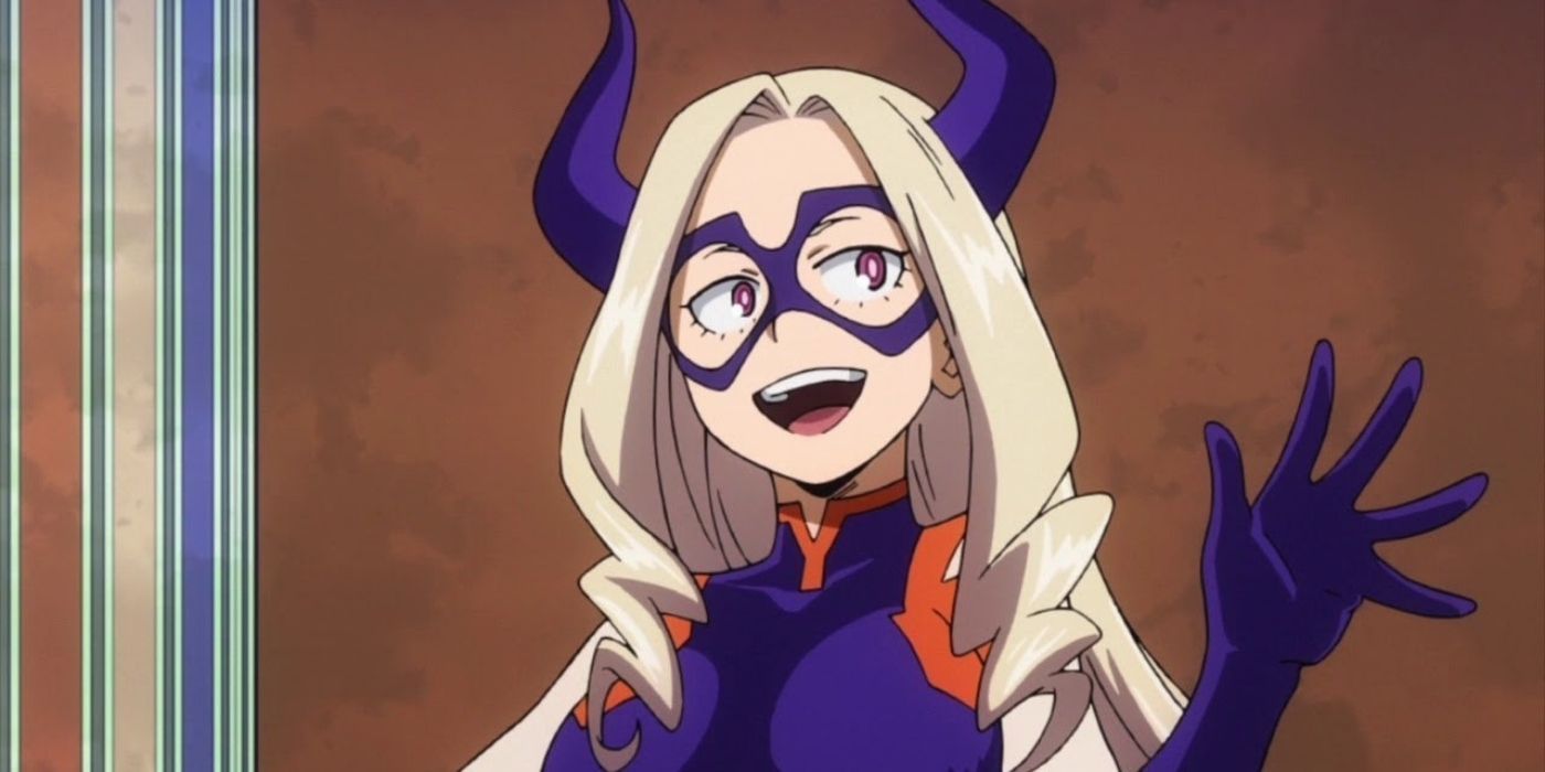 Mt. Lady smiling and waving in My Hero Academia