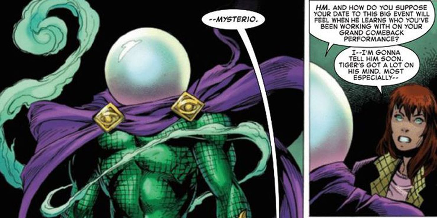 Mysterio talking to Mary Jane.