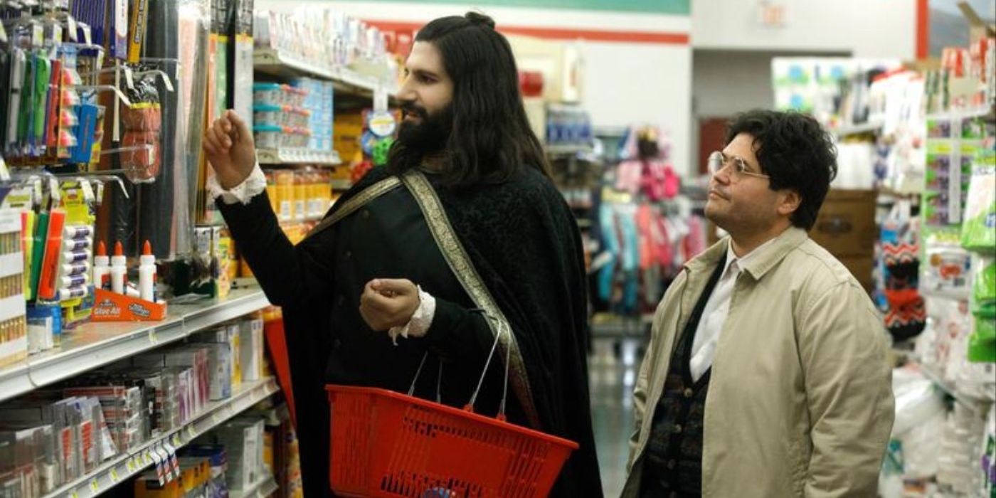Nandor and Guillermo shopping in a store in What We Do In The Shadows.