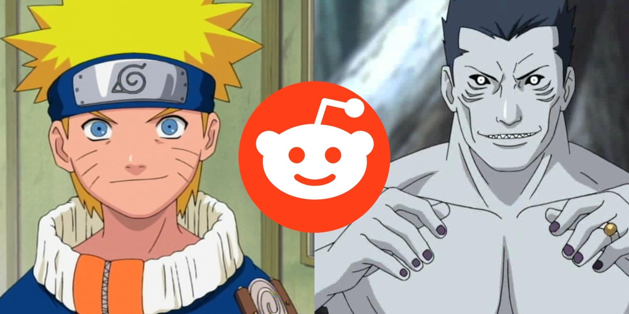 Naruto and Kisame side by side with the Reddit logo between them.