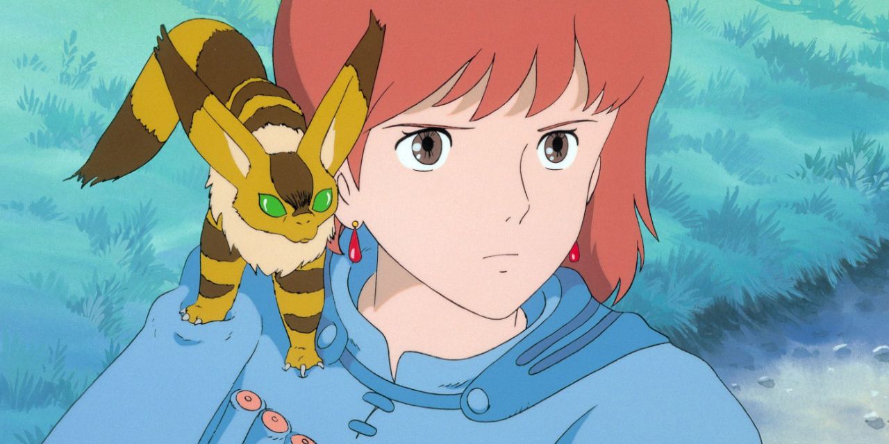 Teto sits on Nausicaä's shoulder in Nausicaä of the Valley of the Wind