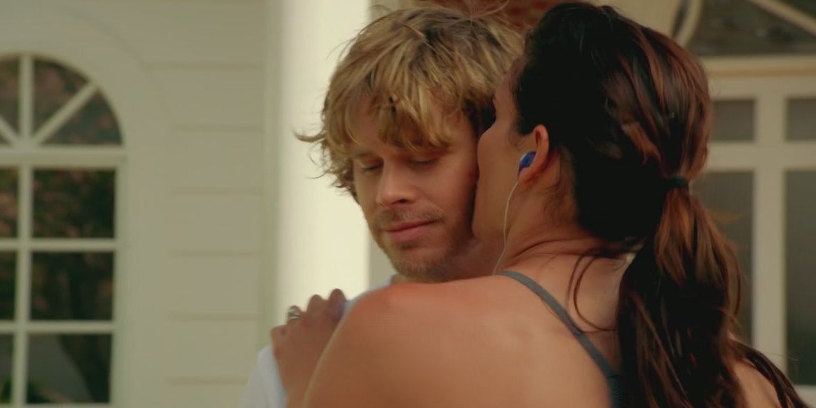 Kensi and Deeks cuddle as part of their cover in NCIS Los Angeles