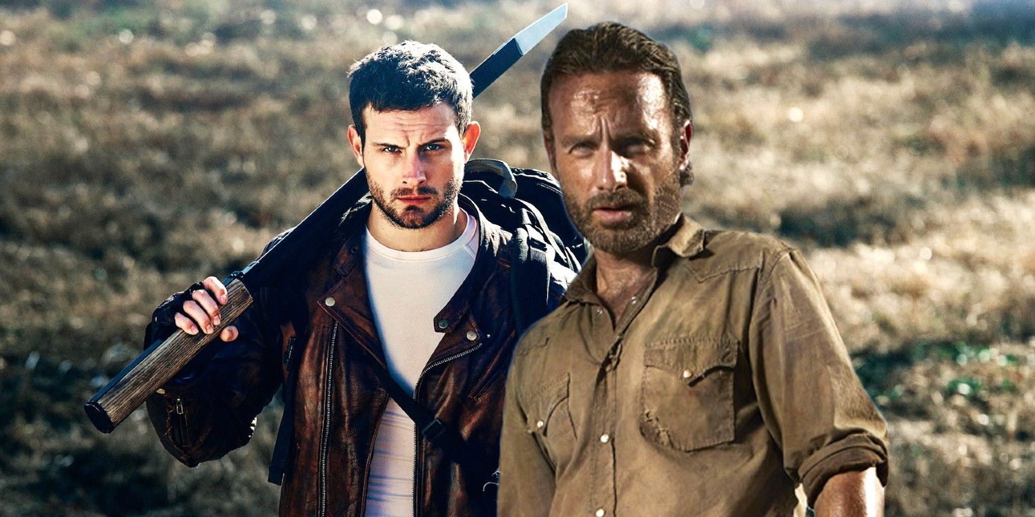 Nico Tortorella as Felix and Andrew Lincoln as Rick Grimes on Walking Dead