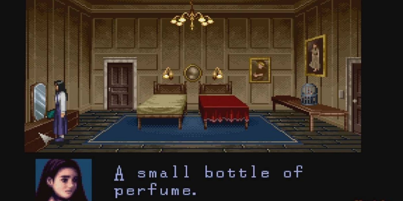 A young girl finds a bottle of perfume in Clock Tower