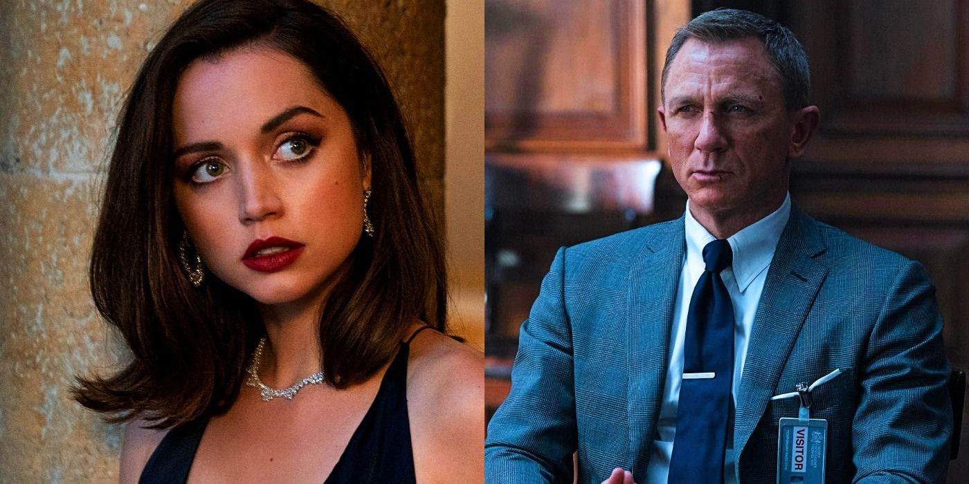 Split image: Paloma looks to her right/ James Bond in M's office