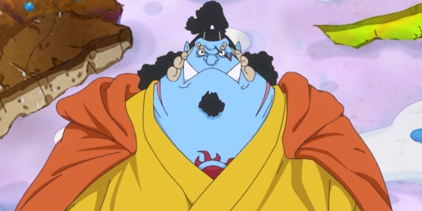 Jimbei looking angry in One Piece