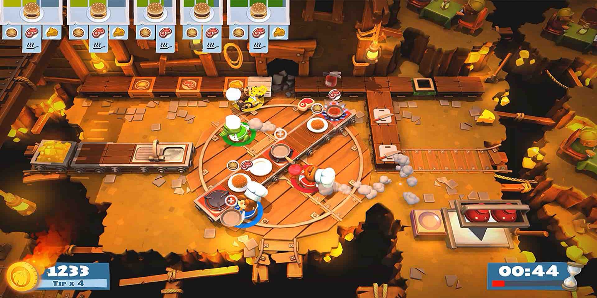 A screenshot of the video game Overcooked 2 on Nintendo Switch.