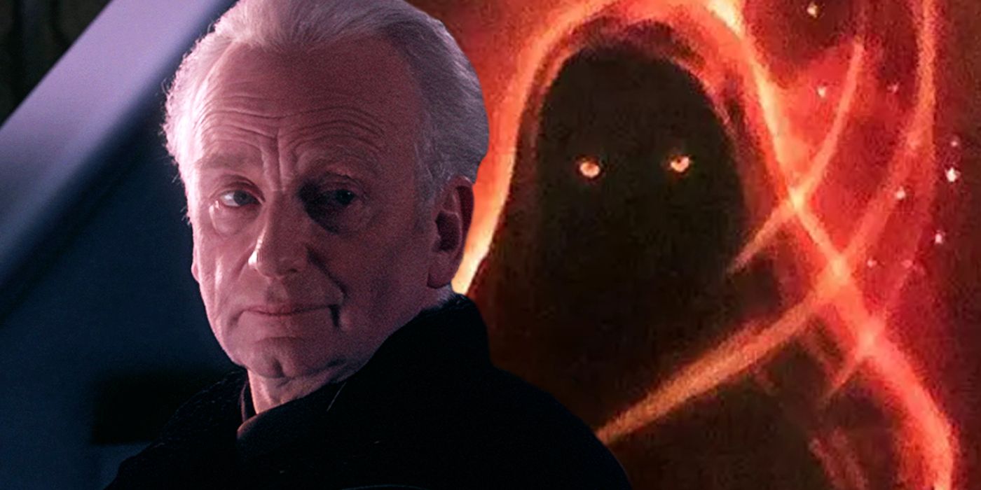 Blended image of Palpatine and Darth Plagueis in Star Wars