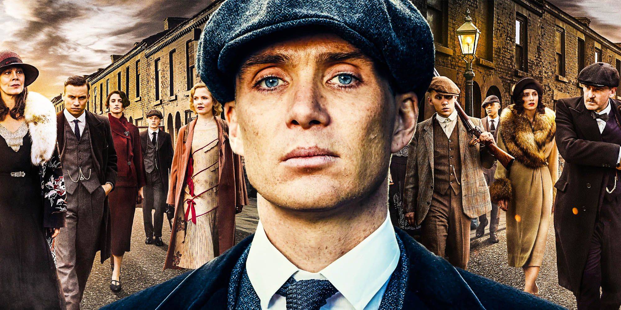 An image of the Shelby family all standing together in Peaky Blinders