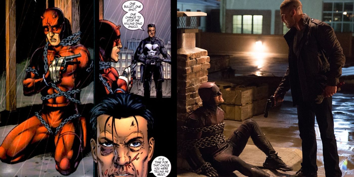 Punisher and Daredevil in The Choice and in Daredevil season 2