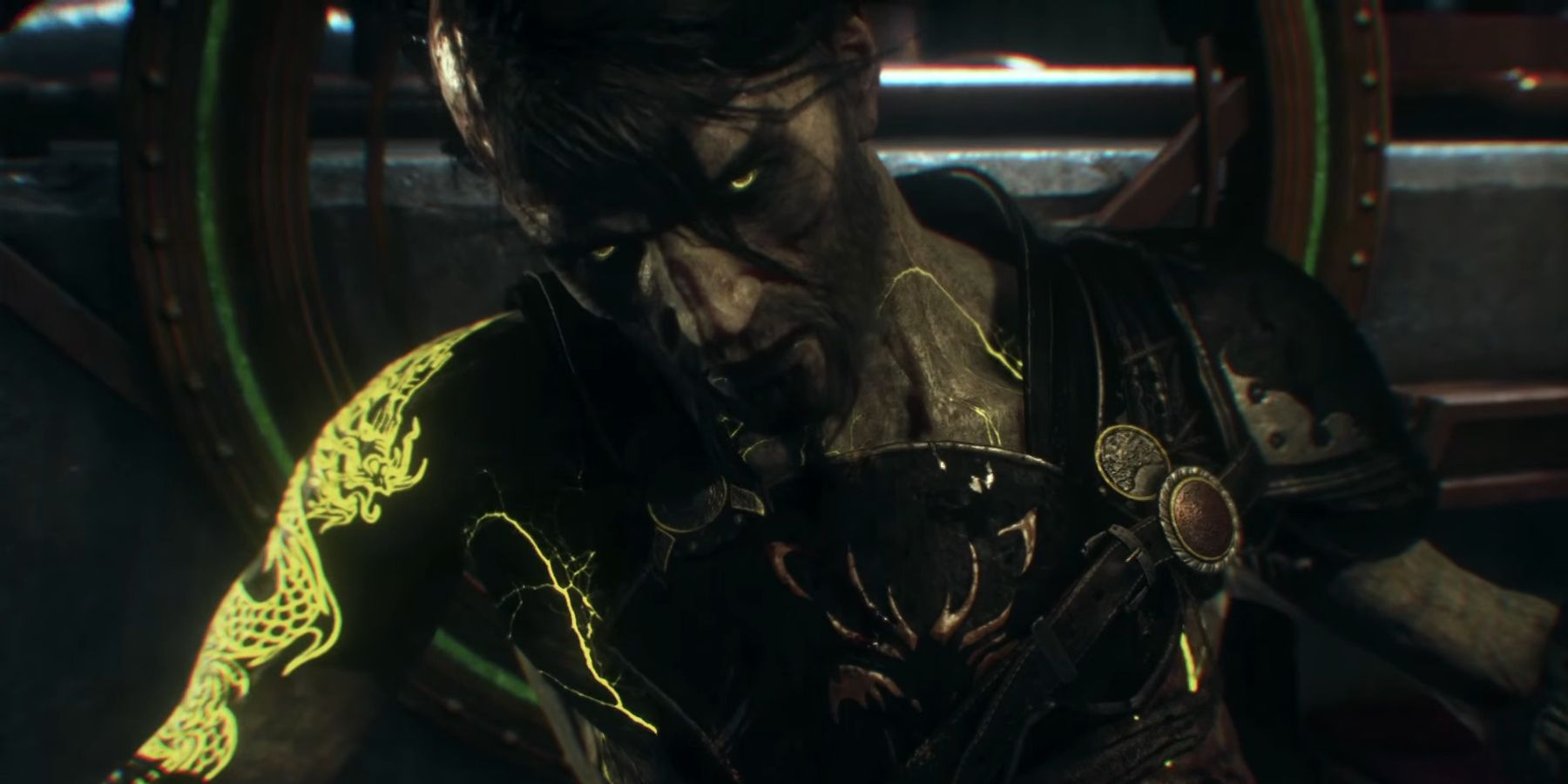 Ra's Al Ghul on his throne on life support in Batman: Arkham Knight