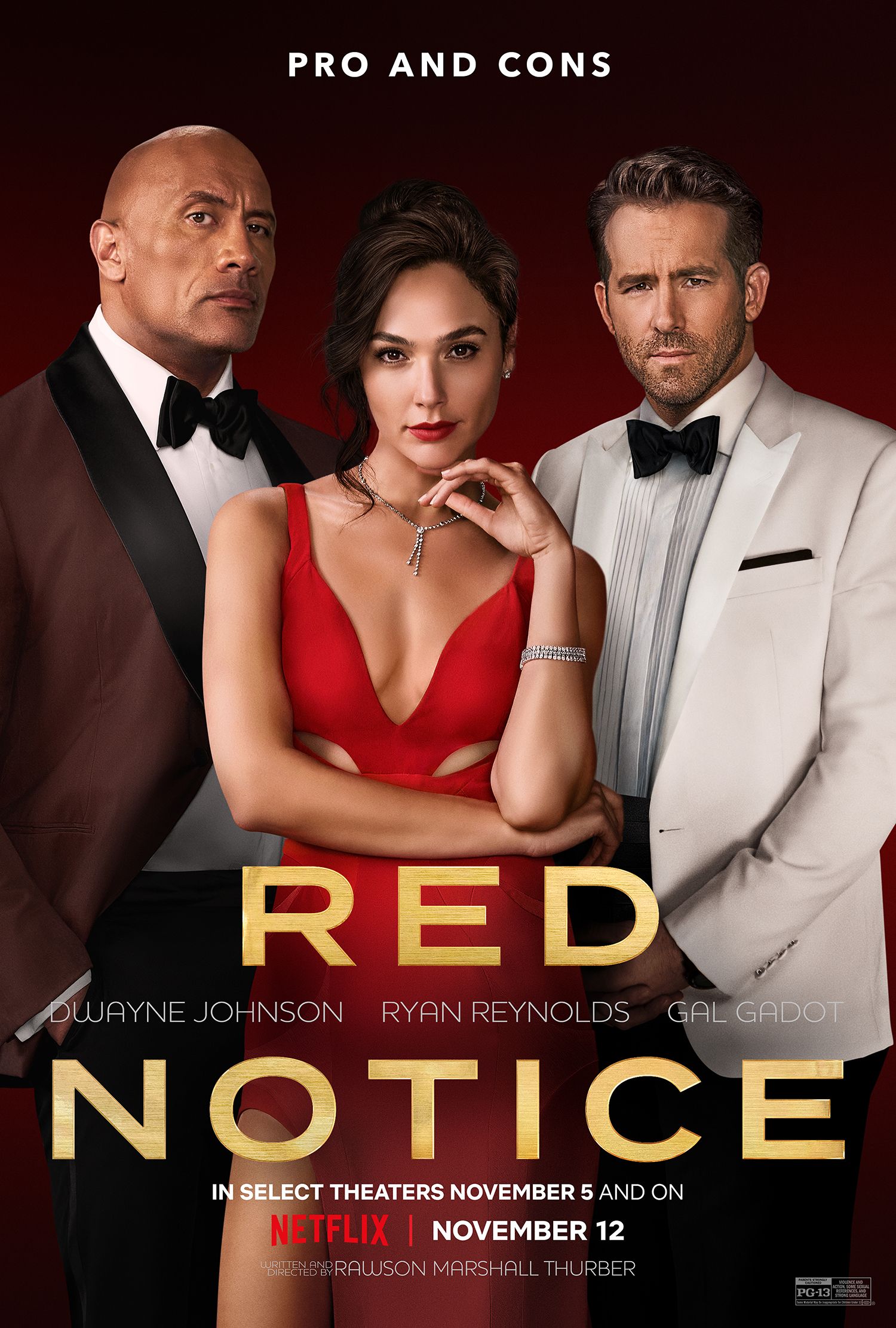 Johnson Gadot & Reynolds Are Smooth Criminals In Red Notice Posters