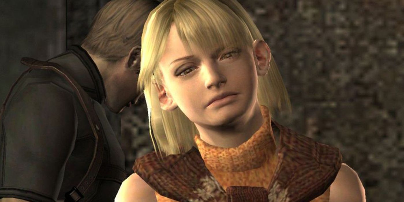 Ashley tilting her head slightly in Resident Evil 4
