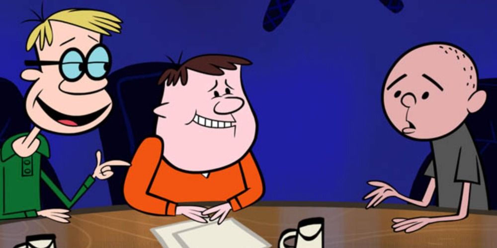 Ricky, Steven and Karl as cartoons in the Ricky Gervais Show