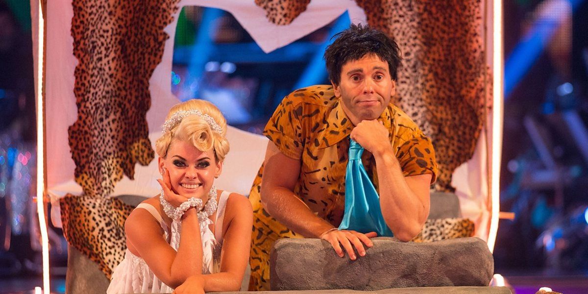 Robert Rinder and Oskano Platero dressed as Fred and Wilma Flintstone on Strictly Come Dancing