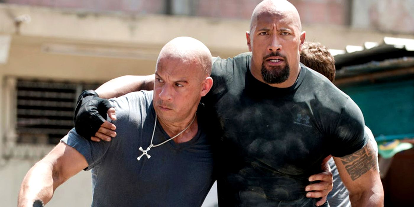 The Rock and Vin Diesel in Fast Five.