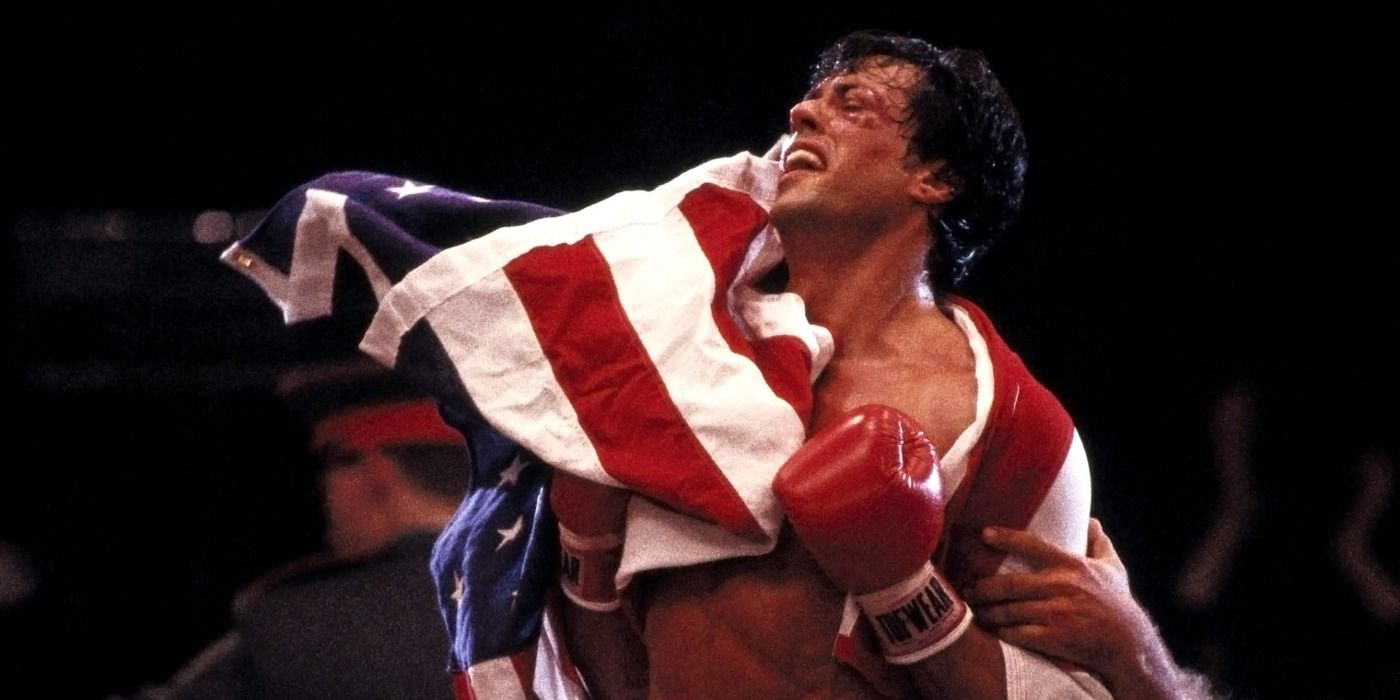 Rocky celebrates his victory against Drago
