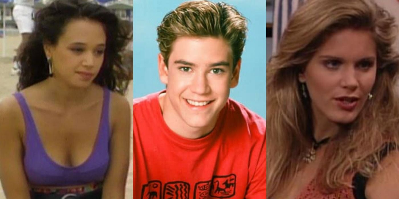 A split image depicts Stacy, Zack, and Leslie in Saved By The Bell