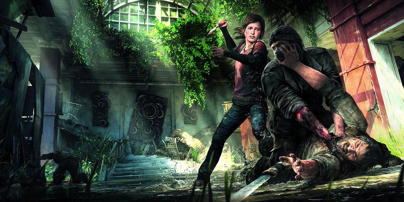 Joel and Ellie battle a human scavenger in Last Of Us