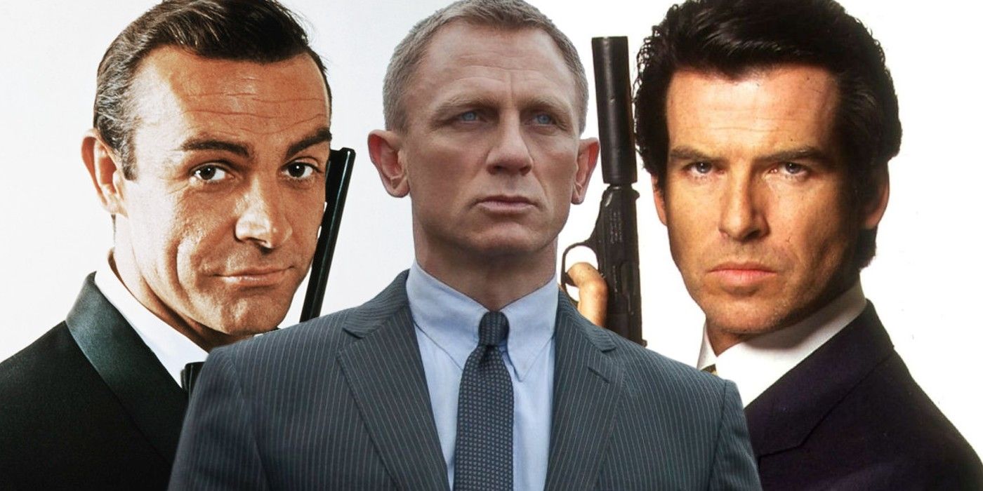Sean Connery, Daniel Craig and Pierce Brosnan as James Bond