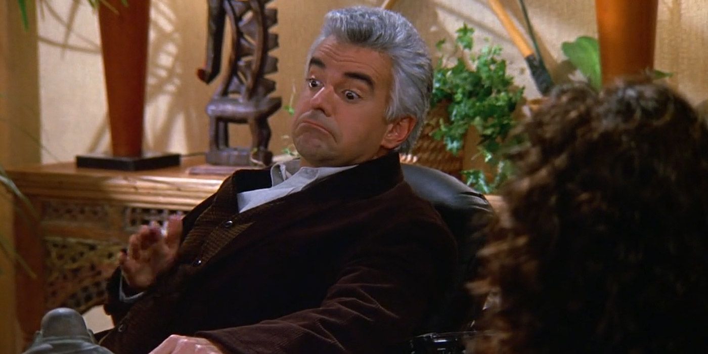 J. Peterman catches Elaine eating his prized cake in Seinfeld