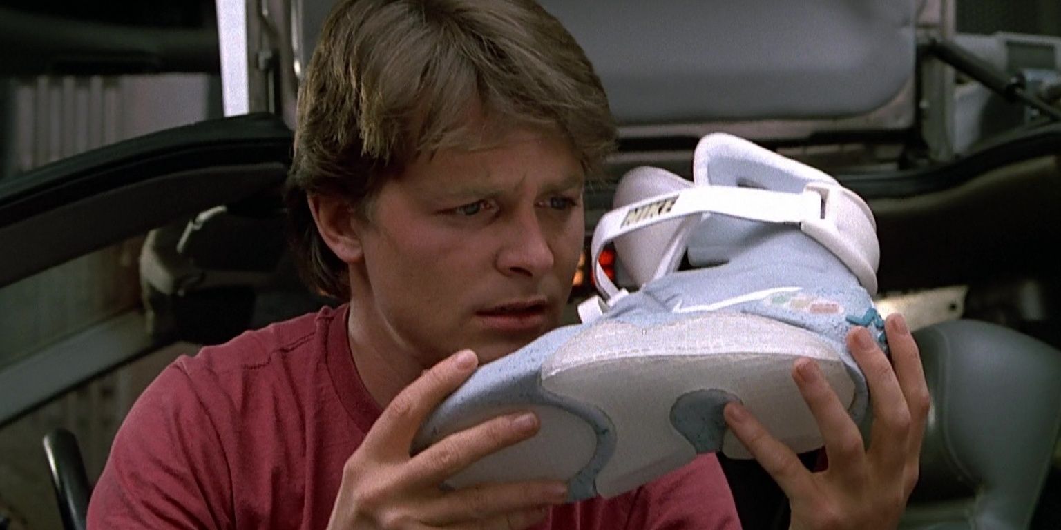 Marty McFly with a self-tying shoe in Back To The Future Part 2