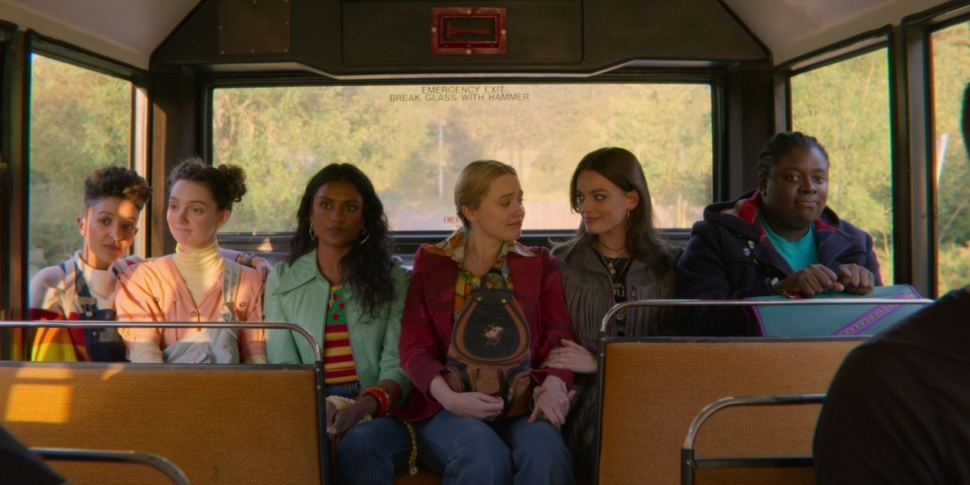 The girls ride the bus with Aimee in Sex Education