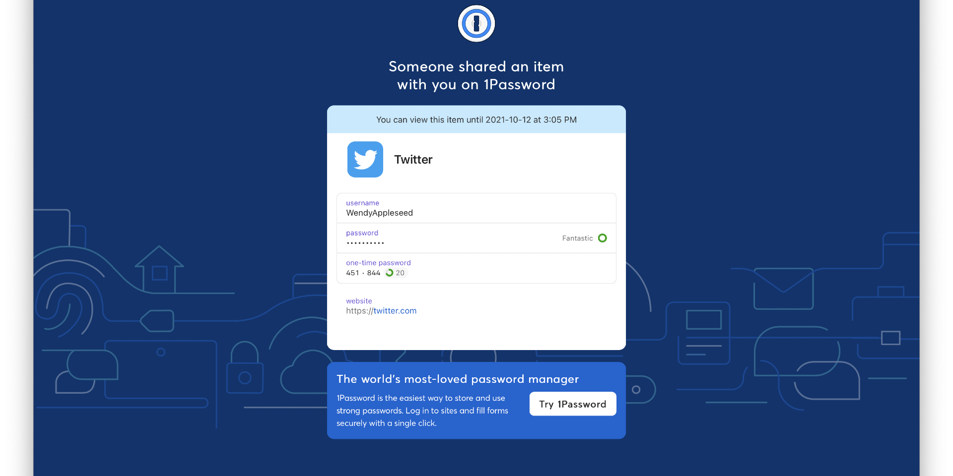 1password share password